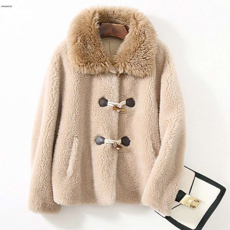 

Winter Casual Women's Sheep Sheared Coat Female Long Sleeve 2019 New Fashion Overcoat Loose Thick Warm Faux Fur Coat JQ1095