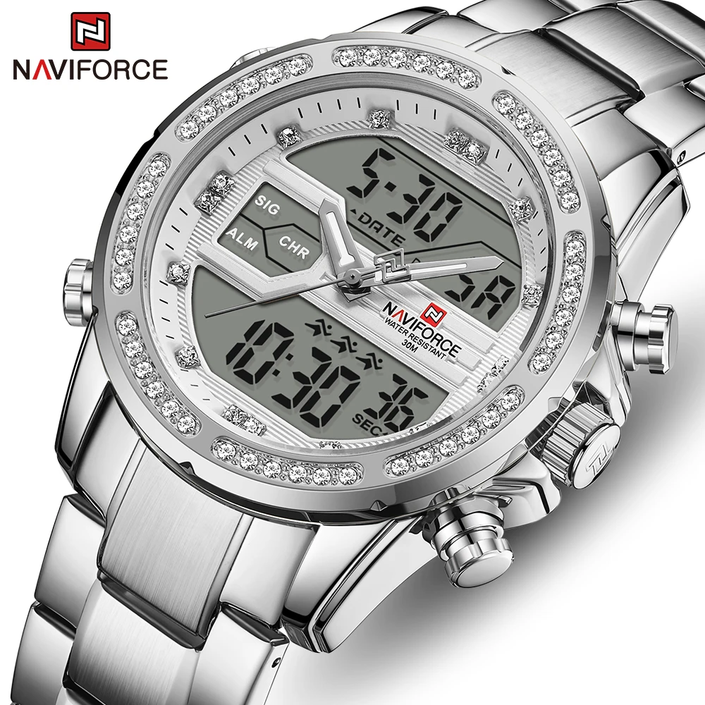 NAVIFORCE мужские часы Топ бренд класса люкс модные из нержавеющей стали Аналоговый Цифровой двойной дисплей спортивные наручные часы Relogio Masculino
NAVIFORCE мужские часы Топ бренд класса люкс модные из нержавеющей стали Аналоговый Цифровой двойной дисплей спортивные наручные часы Relogio Masculino