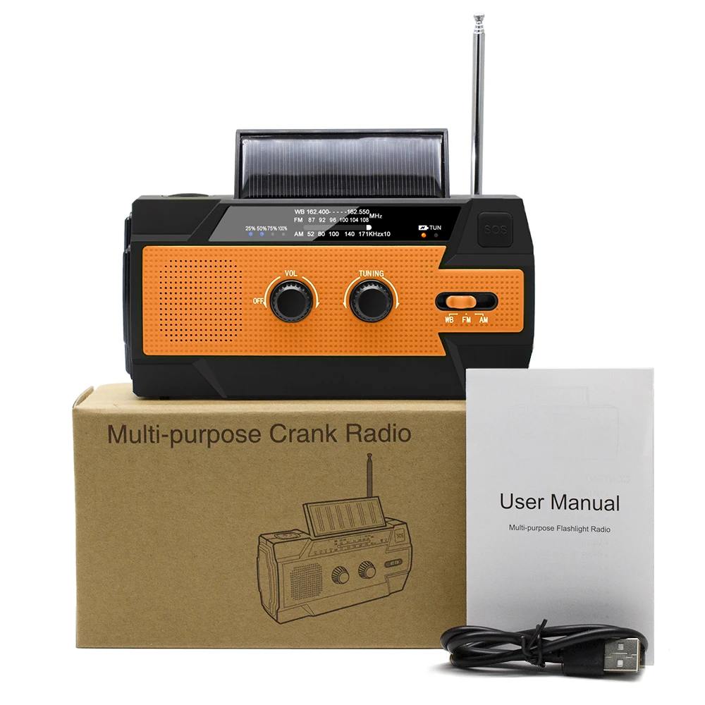 Emergency Crank Radio4000mAh-Solar Hand Crank Portable AM/FM/NOAA Weather Radio SOS with Flashlight&Motion Sensor Reading Lamp,
Emergency Crank Radio4000mAh-Solar Hand Crank Portable AM/FM/NOAA Weather Radio SOS with Flashlight&Motion Sensor Reading Lamp,