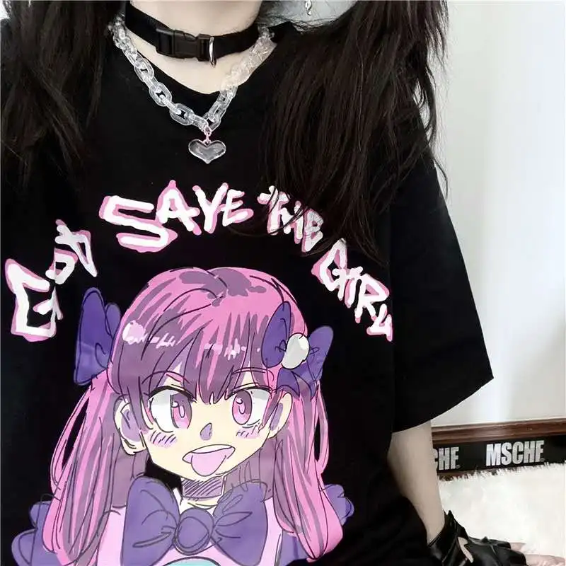 Harajuku Streetwear Women T-Shirt Korean Print Tops Loose Black Cotton Summer Short Sleeve Vintage Punk Y2K Short Sleeve Clothes
Harajuku Streetwear Women T-Shirt Korean Print Tops Loose Black Cotton Summer Short Sleeve Vintage Punk Y2K Short Sleeve Clothes