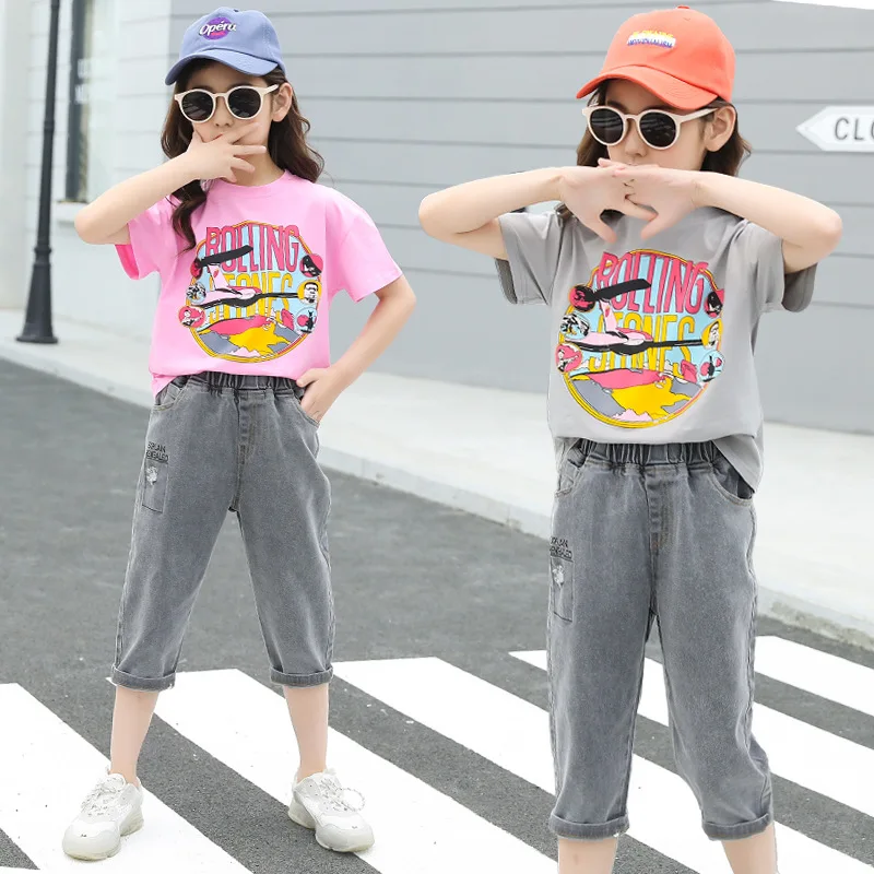 4-14T Girls Clothing Set For Summer Spring 2022 New Fashion Net Red T-shirt & Jeans Two Pieces High Quality
4-14T Girls Clothing Set For Summer Spring 2022 New Fashion Net Red T-shirt & Jeans Two Pieces High Quality