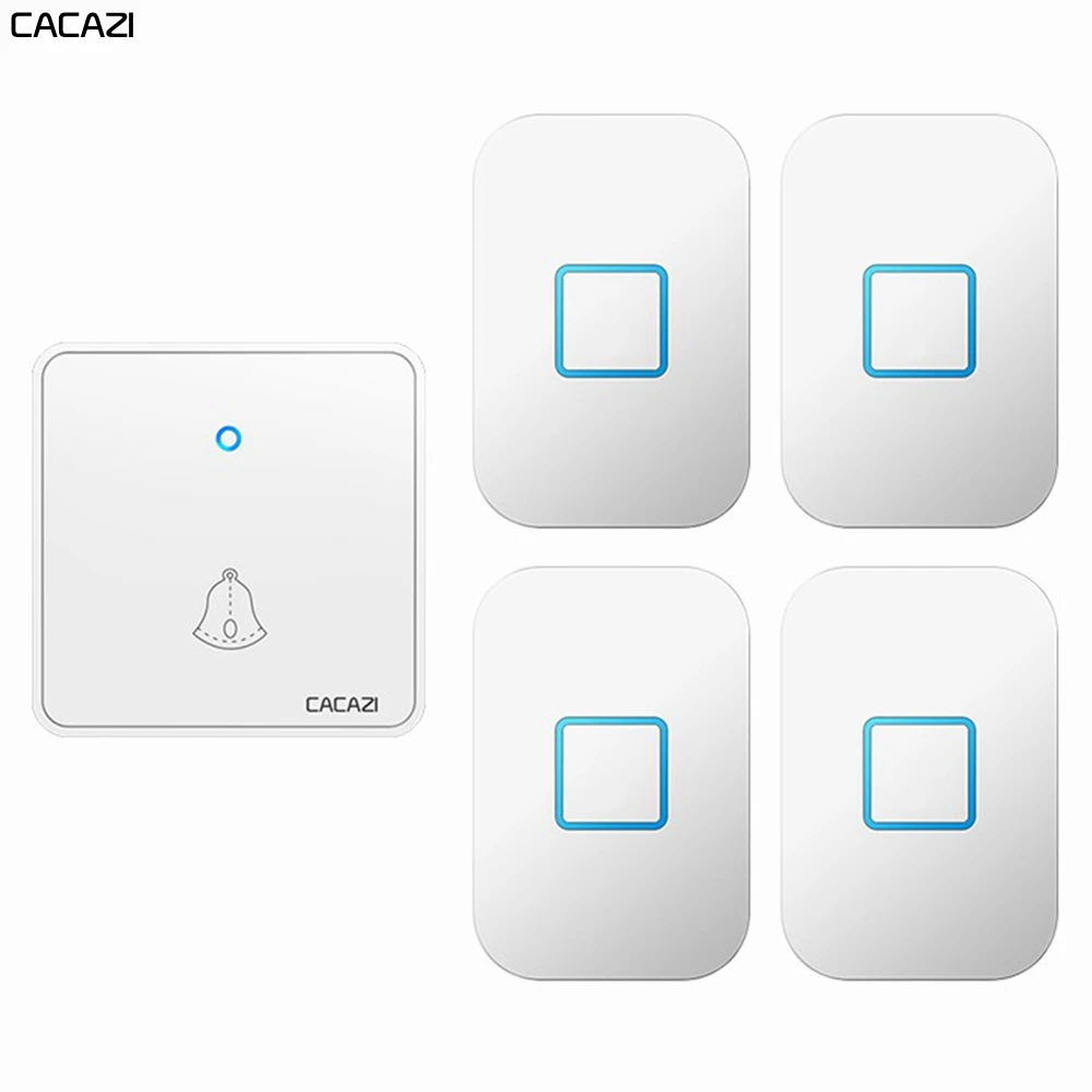 CACAZI Wireless Doorbell Waterproof 300M Remote CR2032 Battery 1 Transmitter 4 Receiver US EU UK Plug Smart Home Ring Bell Chime
CACAZI Wireless Doorbell Waterproof 300M Remote CR2032 Battery 1 Transmitter 4 Receiver US EU UK Plug Smart Home Ring Bell Chime