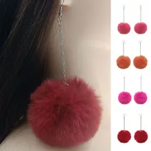 Big Pompom Earrings New Fashion 2022 Luxury Temperament Unique Soft Rabbit Fur Ball Pompom Earrings Gift For Women Girl Party