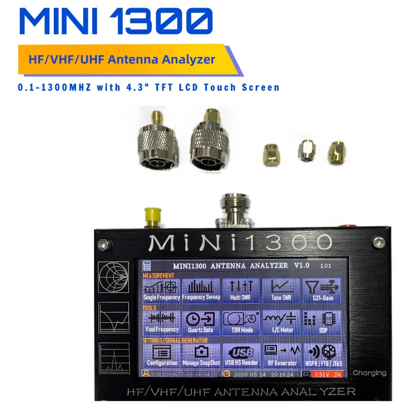 Mini1300 4 3 дюймов ЖК дисплей сенсорный Экран 0 1 1300 МГц HF/VHF/UHF муравей SWR антенный