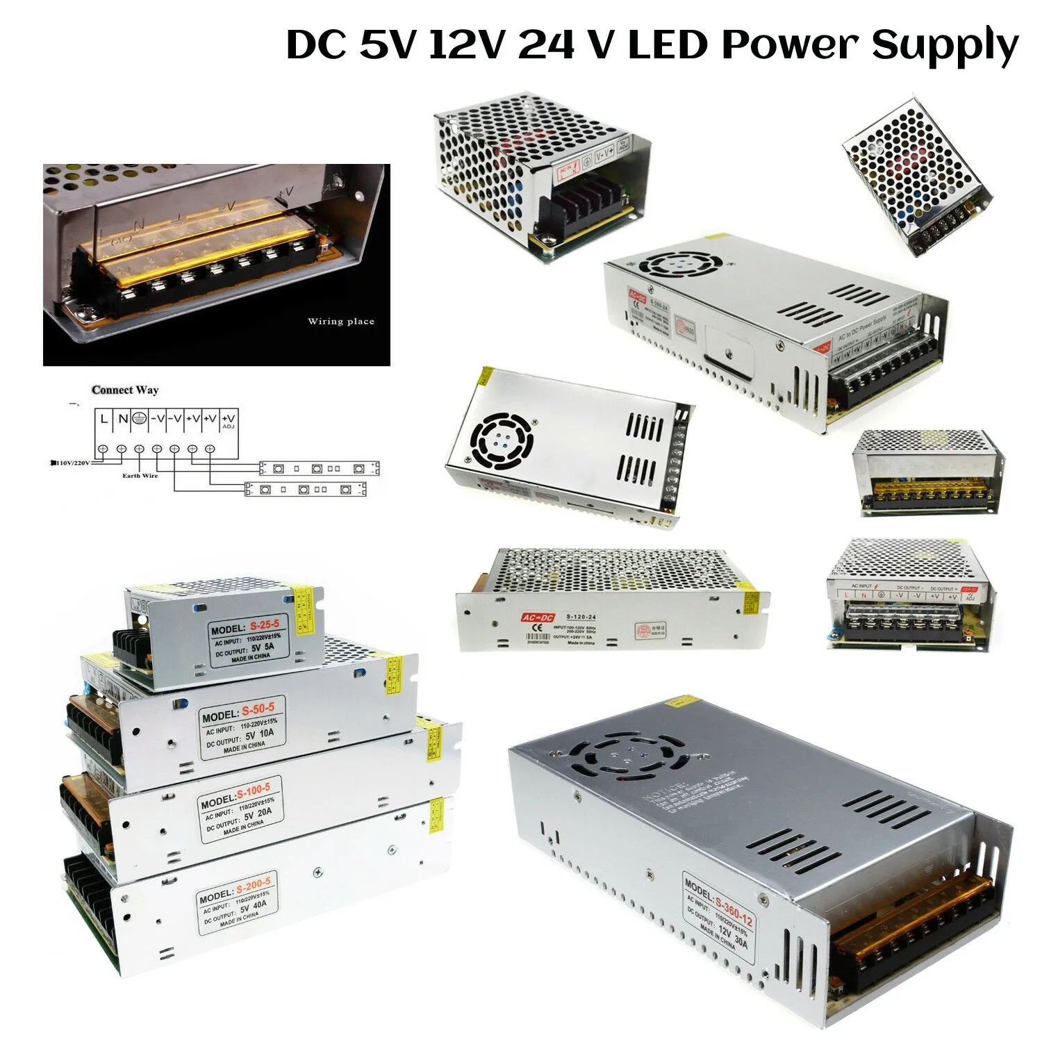 Switching Supply LED Switching Power Supply 5V/12V/15V/30V/48V Lamp Strip Light With Power Supply Monitoring Power Transformer
Switching Supply LED Switching Power Supply 5V/12V/15V/30V/48V Lamp Strip Light With Power Supply Monitoring Power Transformer