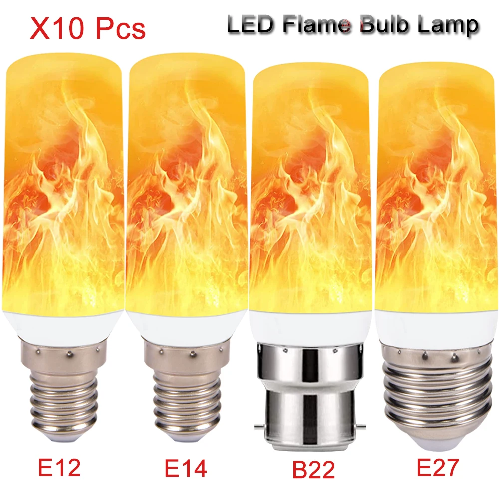

LED E12/B22 Flame Bulb E27 Fire Lamp Corn Bulb E14 Flickering LED Light SMD 2835 Flame Effect 5W AC 85-265V for Home Lighting