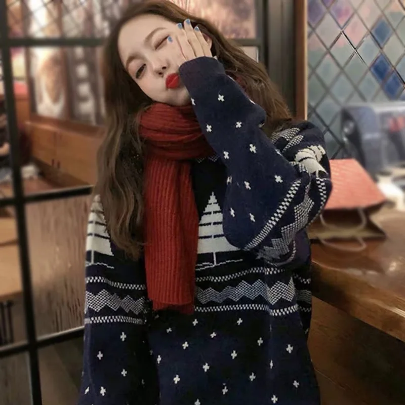 Casual Loose Christmas Sweaters Women Sweet Cute Printed Long Sleeve Sweater Female Cozy Mujer Sueteres Warm Thicken Pull Femme
Casual Loose Christmas Sweaters Women Sweet Cute Printed Long Sleeve Sweater Female Cozy Mujer Sueteres Warm Thicken Pull Femme