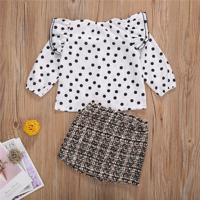 Girls Toddler Kid 2 Pcs Princess Outfits Polka Dot Ruffle Shirt Top + Elegant Mini Skirt Clothes Sets 2020 Sweet Holiday Wear
Girls Toddler Kid 2 Pcs Princess Outfits Polka Dot Ruffle Shirt Top + Elegant Mini Skirt Clothes Sets 2020 Sweet Holiday Wear