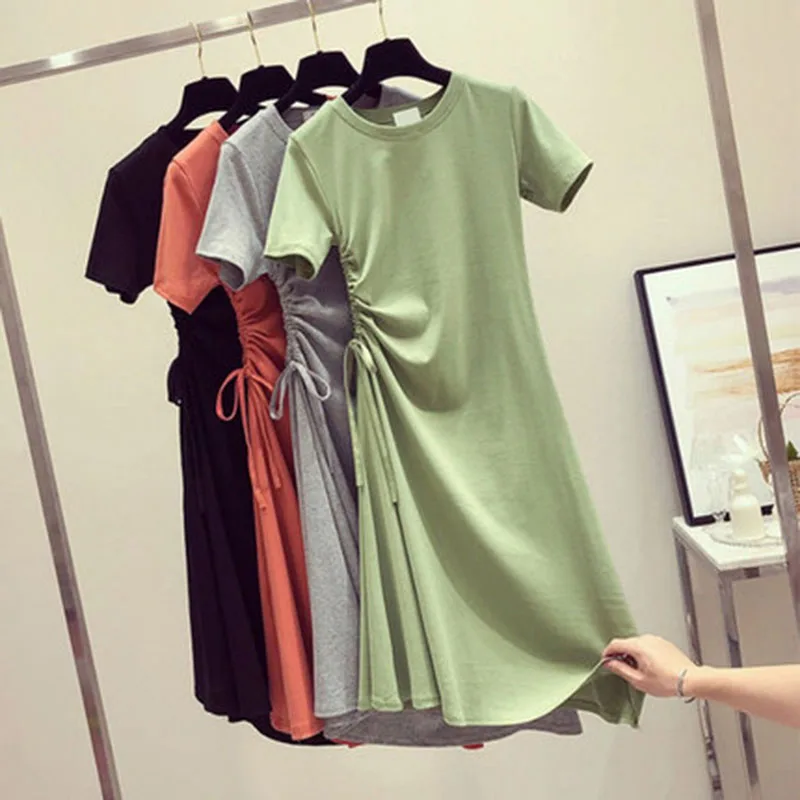 Новинка 2021 модное зеленое летнее платье универсальное платье-футболка в