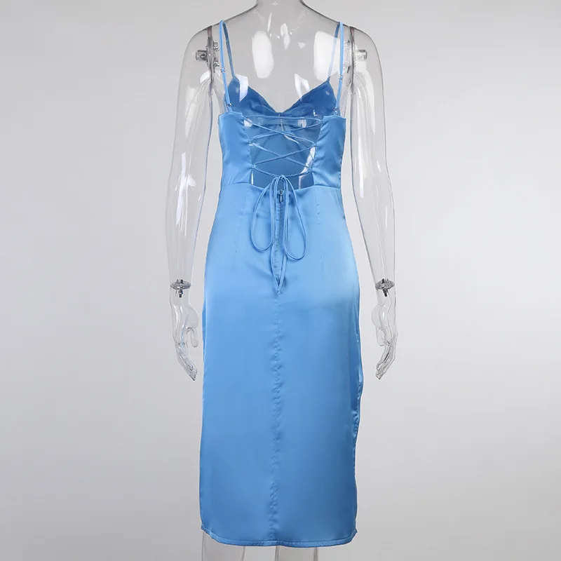 NORMOV Summer Women Dress Sexy Backless Cross Bandage Split Spaghetti Strap Dresses Solid Party Long Dress Feminina 
NORMOV Summer Women Dress Sexy Backless Cross Bandage Split Spaghetti Strap Dresses Solid Party Long Dress Feminina