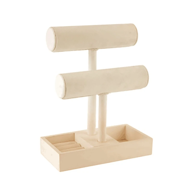 2 Tiers Solid Wood T-Bar Jewelry Stand, Necklace/Bracelet/Watch Display Holder with Ring Tray
2 Tiers Solid Wood T-Bar Jewelry Stand, Necklace/Bracelet/Watch Display Holder with Ring Tray