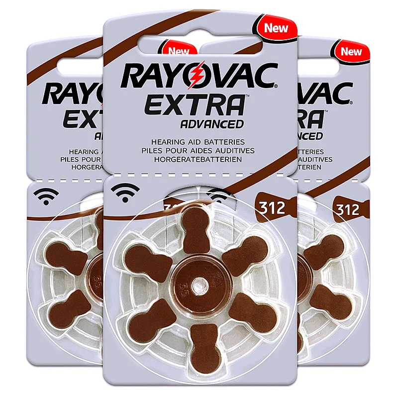 

60 pcs Rayovac Extra Hearing Aid Batteries 312 a312 312A p312 pr41 UK Zinc Air Battery 1.45V for ITC Hearing Aids Amplifiers