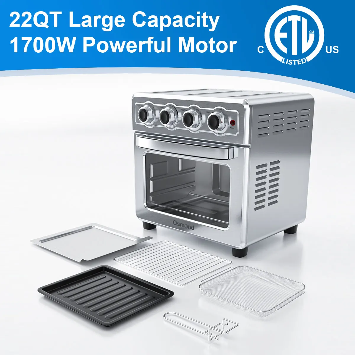 OSMOND New 7 In 1 Multi-function Air Oven 21L/22QT 1700W Healthy Cooking Electric Air Fryer Oven LED Rotation Button Air Fryer
OSMOND New 7 In 1 Multi-function Air Oven 21L/22QT 1700W Healthy Cooking Electric Air Fryer Oven LED Rotation Button Air Fryer