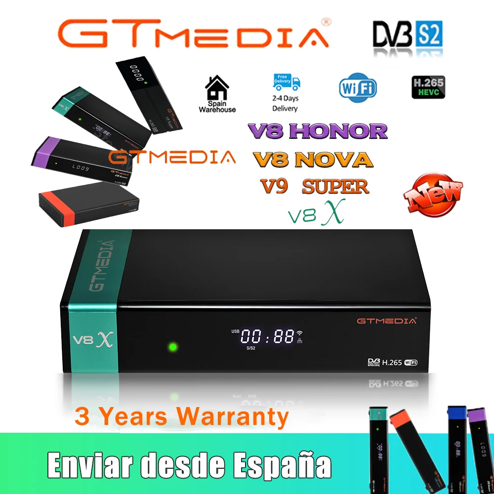 Горячая Распродажа Gtmedia V8X спутник декодер DVB S2 обновленная V8 Nova Honor h.265 1080P и