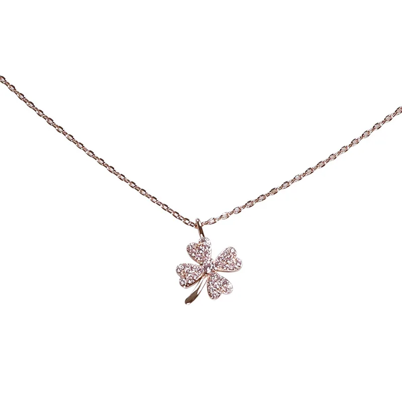 

Lucky Four Leaf Clover Necklace For Women Snake Bone Chain Rose Gold Locket Choker 2021 Fanshion Jewellery Trend Free Shipping