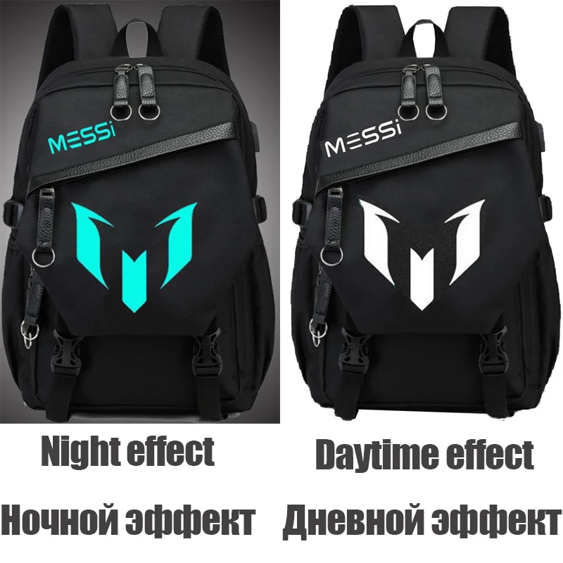 

Crossten Messi Bag School Teenage Boys Messi Backpack Nylon Luminous USB Charge Large Capacity Middle Student High Bookbags Big
