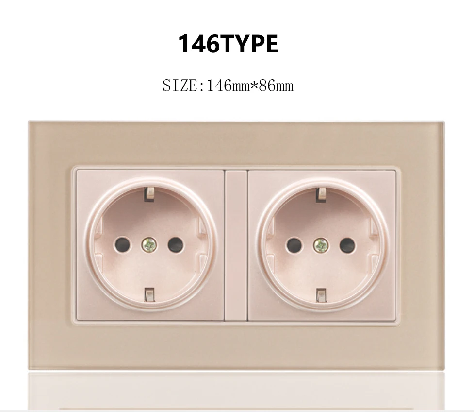 Vrey EU Double Power Socket Schuko,Luxury tempered glass Crystal Panel, 16A EU Standard Wall Outlet Three colors to choose from
Vrey EU Double Power Socket Schuko,Luxury tempered glass Crystal Panel, 16A EU Standard Wall Outlet Three colors to choose from