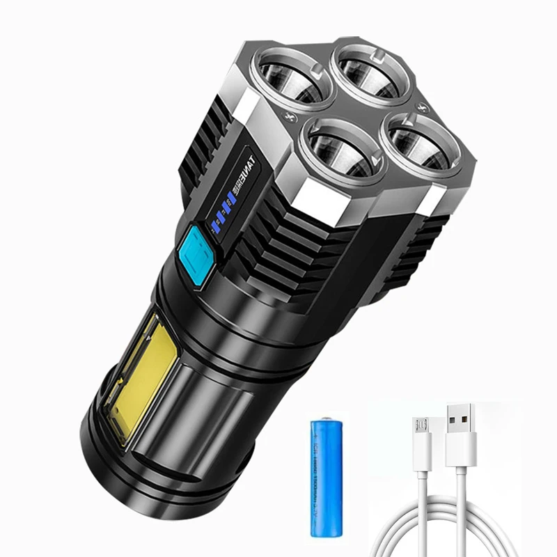 4 Core Powerful Light P1000 LED COB Flashlight Outdoor Portable Waterproof USB Rechargeable Torch Home Portable Lighting Lamp
4 Core Powerful Light P1000 LED COB Flashlight Outdoor Portable Waterproof USB Rechargeable Torch Home Portable Lighting Lamp