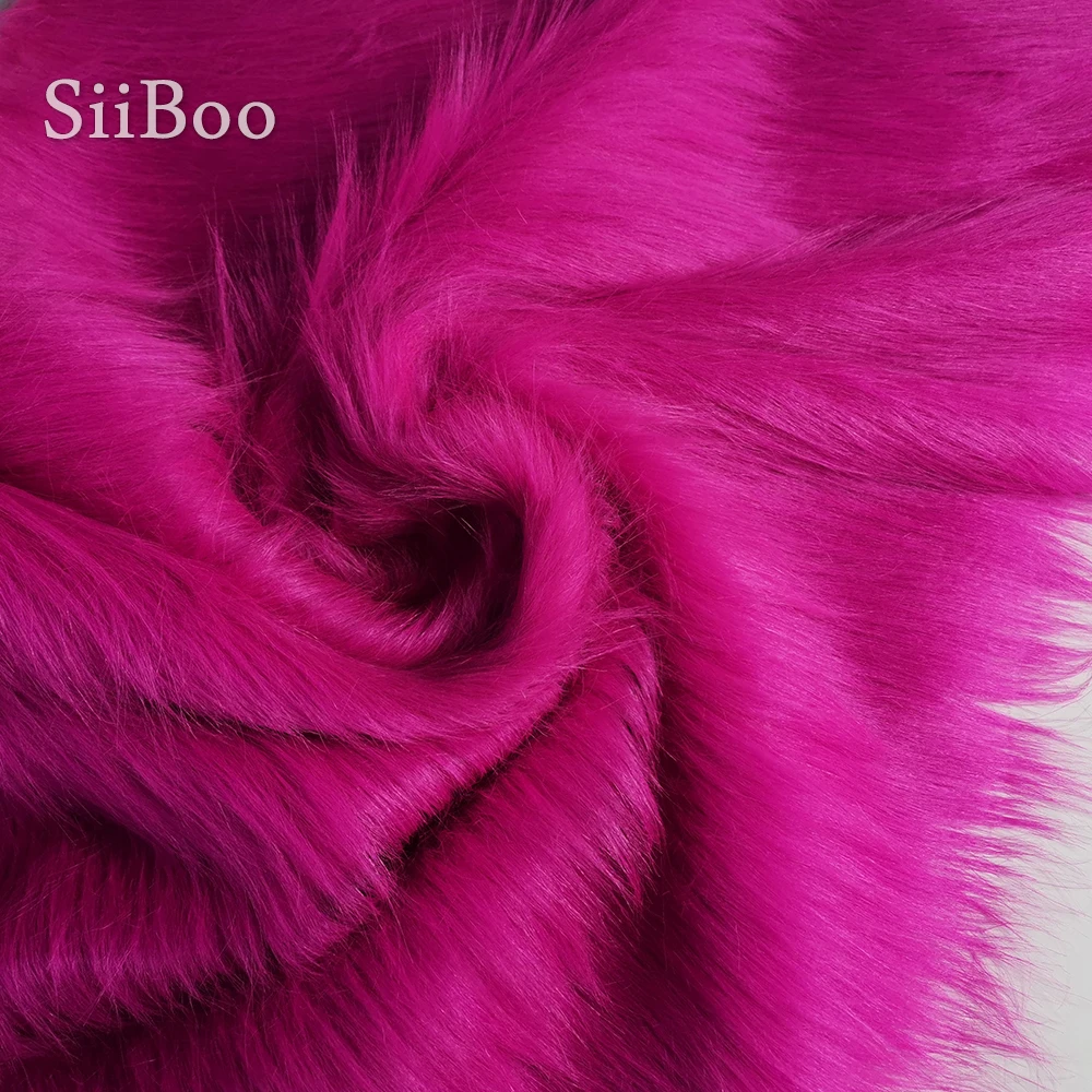 Высококачественная длинная волосовая розово красная ткань из искусственного