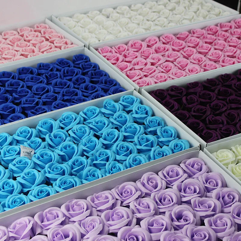 50 шт./компл. корейское четырехслойное мыло розы искусственные головки цветов для