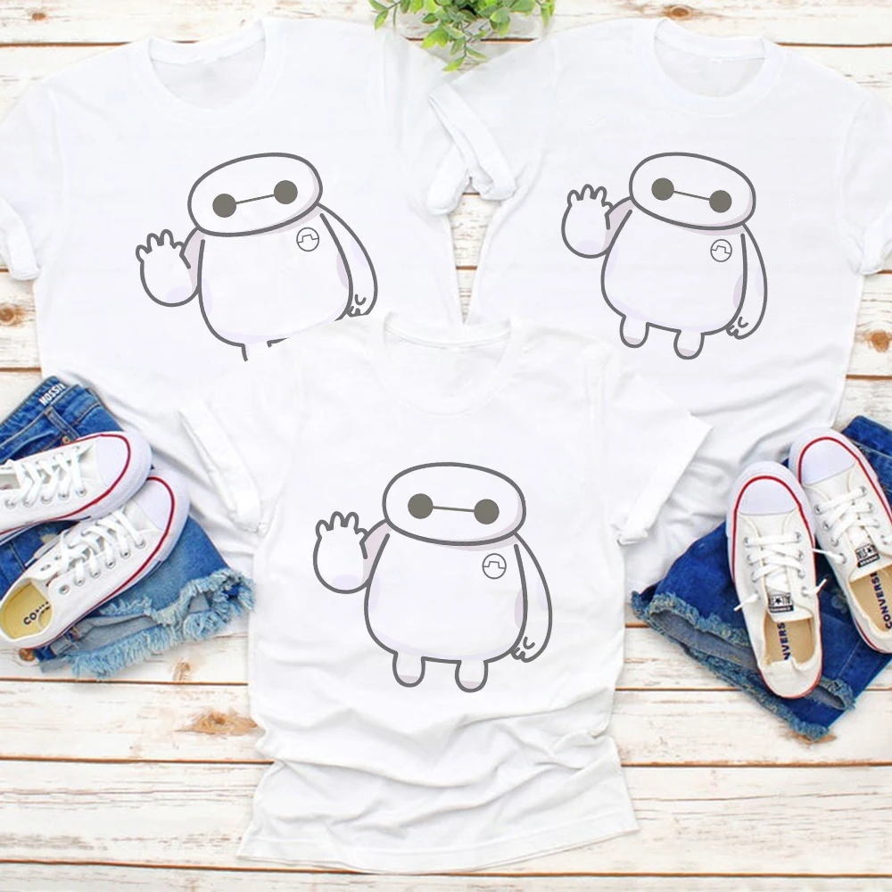 Disney Clothes Mom and Daughter Equal T-shirt Women Kawaii Baymax Harajuku Punk Shirt Streetwear Summer Family Matching Outfits
Disney Clothes Mom and Daughter Equal T-shirt Women Kawaii Baymax Harajuku Punk Shirt Streetwear Summer Family Matching Outfits