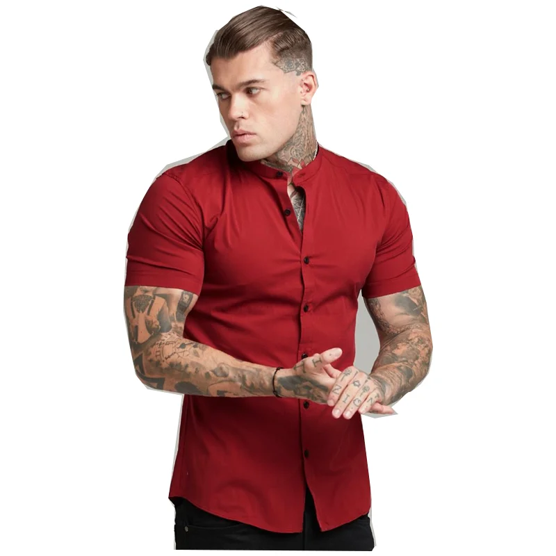 European and American summer and autumn new short-sleeved shirts men's slim round neck men's t-shirts men's buttons fitness shor
European and American summer and autumn new short-sleeved shirts men's slim round neck men's t-shirts men's buttons fitness shor