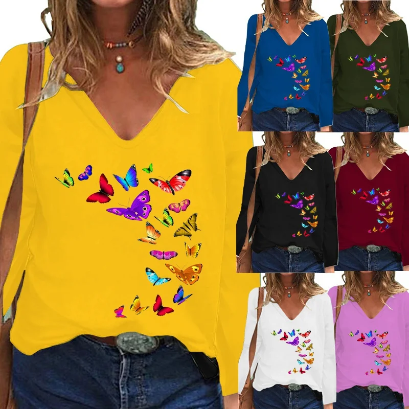 Женская Осенняя Повседневная Однотонная рубашка с длинным рукавом, модная Свободная Женская футболка с V-образным вырезом и принтом бабочк...
Женская Осенняя Повседневная Однотонная рубашка с длинным рукавом, модная Свободная Женская футболка с V-образным вырезом и принтом бабочк...