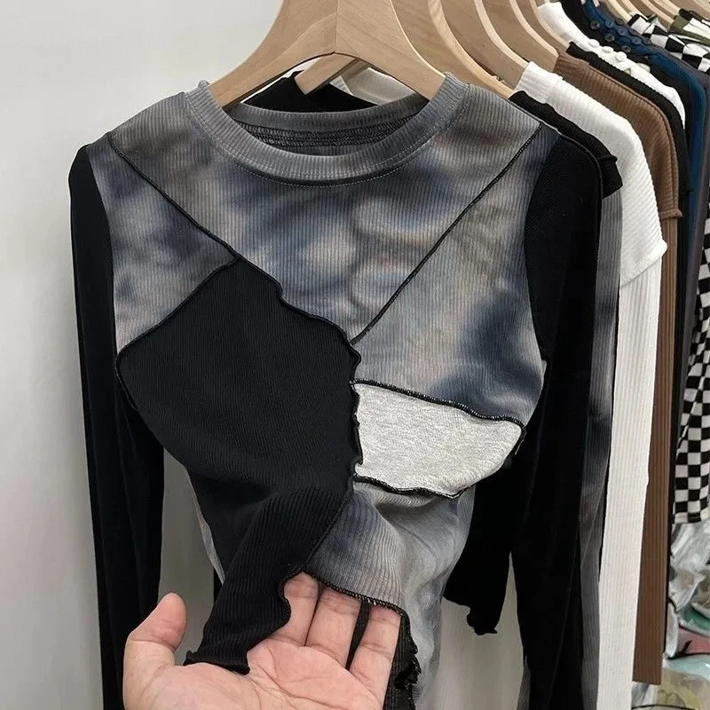 Thread tie dyed top women's autumn and winter new long sleeve T-shirt short bottomed shirt P3 635
Thread tie dyed top women's autumn and winter new long sleeve T-shirt short bottomed shirt P3 635