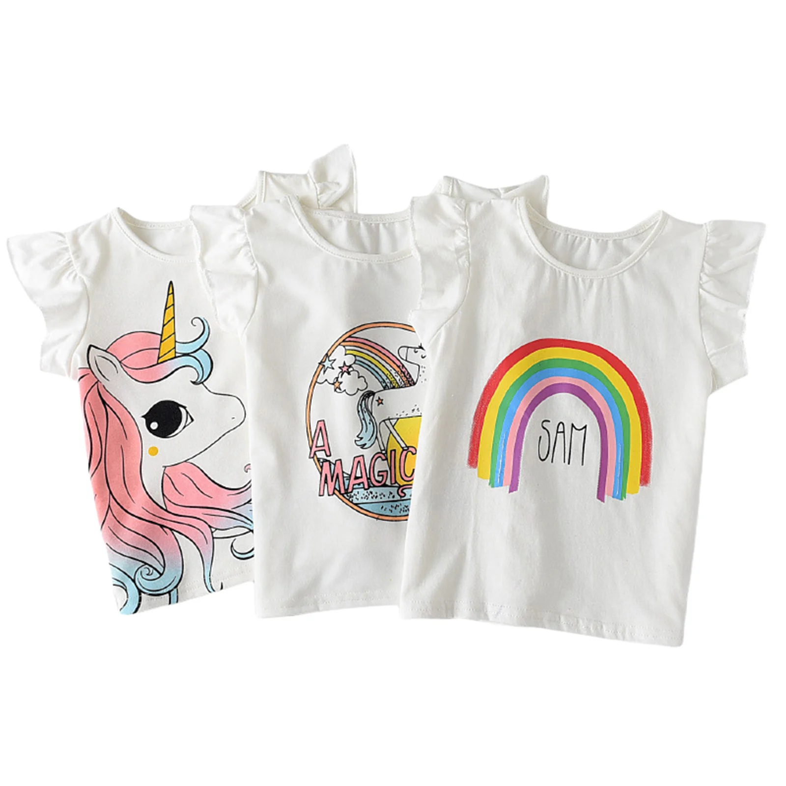 Emmababy Kids Baby Girl's T-shirt Rainbow Unicorn Print Flying Sleeve Round Neck Tops for Birthday Party Vacation Photography
Emmababy Kids Baby Girl's T-shirt Rainbow Unicorn Print Flying Sleeve Round Neck Tops for Birthday Party Vacation Photography