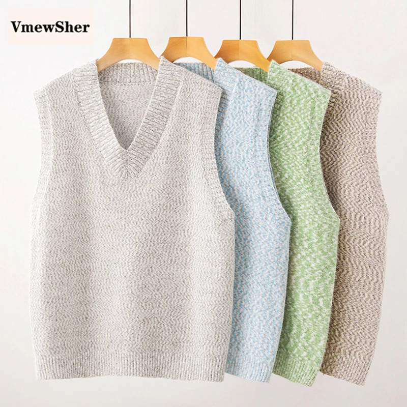 

VmewSher New Autumn Winter Women Vest Chenille Soft Knitted Casual Sleeveless Sweater Pullover Female Warm Knitwear Jumper Top