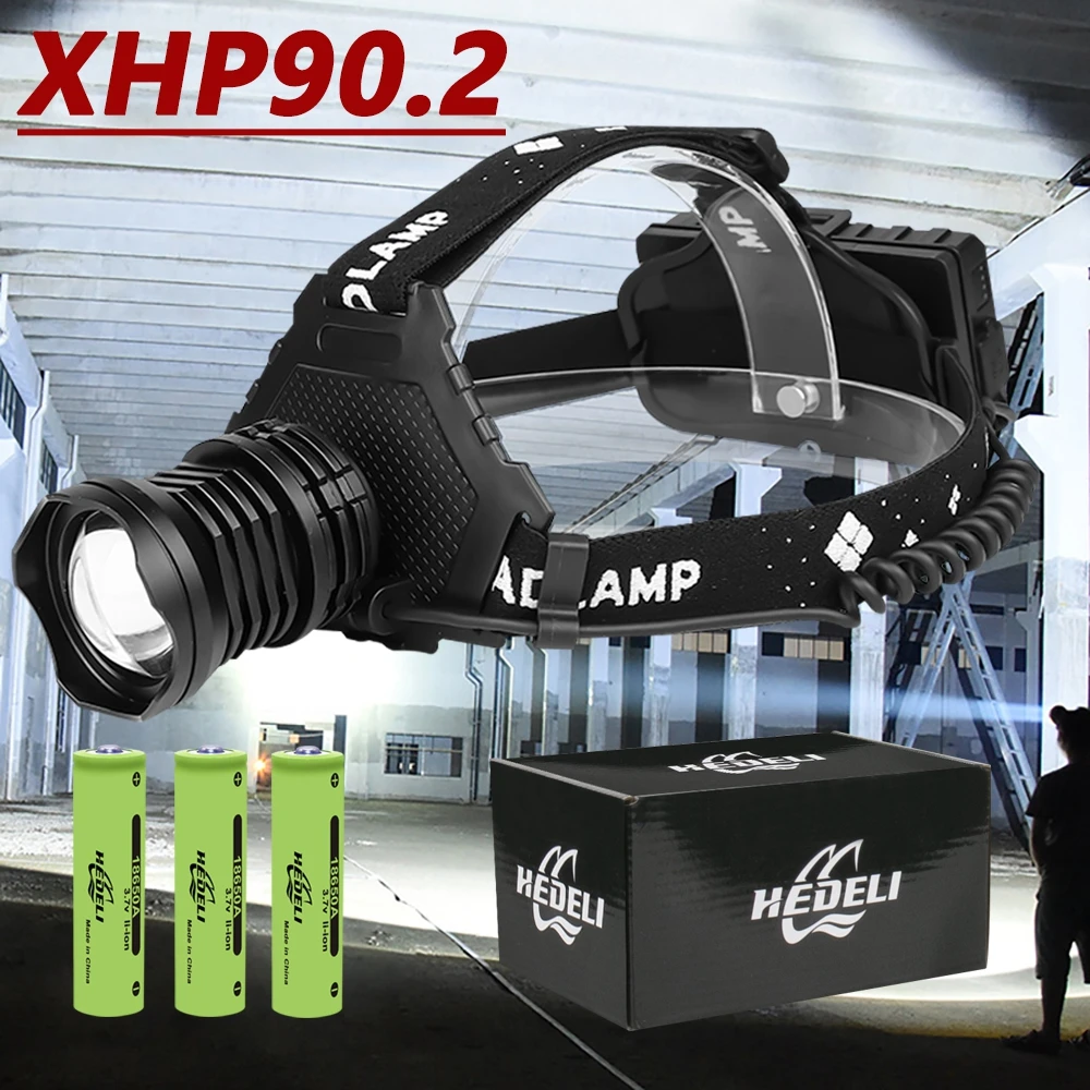 300000 лм XHP90.2 светодиодный налобный фонарь XHP90 высокой мощности Головной USB 18650