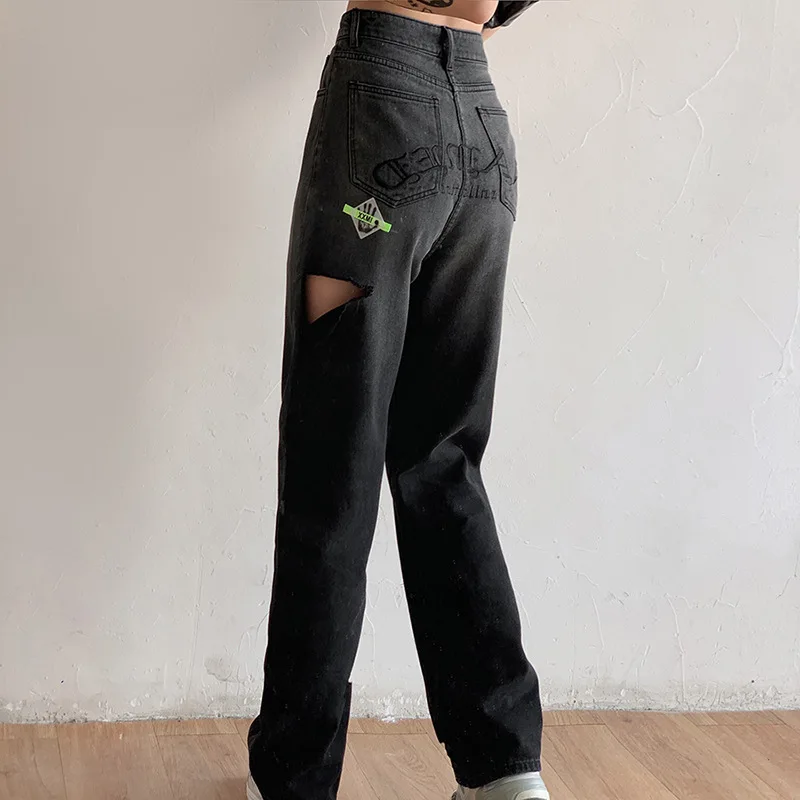 ICCLEK Straight Mom Jeans Women Embroidery Back Ripped High Waist Pockets Boyfriend Classic Streetwear Black 90s Denim Pants
ICCLEK Straight Mom Jeans Women Embroidery Back Ripped High Waist Pockets Boyfriend Classic Streetwear Black 90s Denim Pants