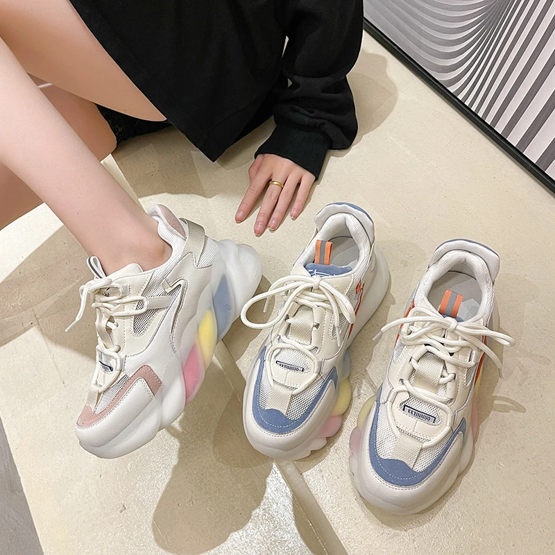 2021 Casual Women Sneakers Mixed Colors Breathable Mesh Lace-Up Shoes Spring AutumnThick Bottom Women's Sports Shoes
2021 Casual Women Sneakers Mixed Colors Breathable Mesh Lace-Up Shoes Spring AutumnThick Bottom Women's Sports Shoes