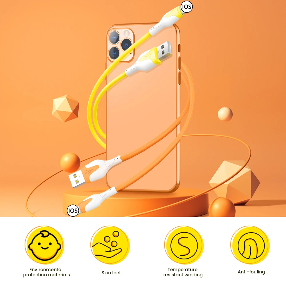 Soft Liquid Silicone USB Cable 3 A Fast Charging Wire Quick Charger iOS Data Cord for iPhone 12 11 Pro Max XR XS Mobile Phone
Soft Liquid Silicone USB Cable 3 A Fast Charging Wire Quick Charger iOS Data Cord for iPhone 12 11 Pro Max XR XS Mobile Phone