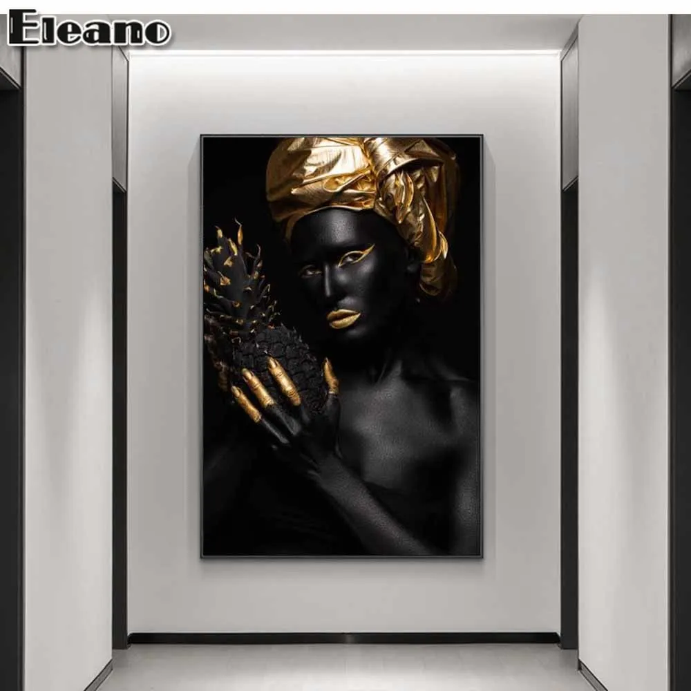 African Art Black and Gold Woman Pineapple Canvas Painting Light Luxury Abstract Figure Poster and Prints Wall Room Decoration
African Art Black and Gold Woman Pineapple Canvas Painting Light Luxury Abstract Figure Poster and Prints Wall Room Decoration