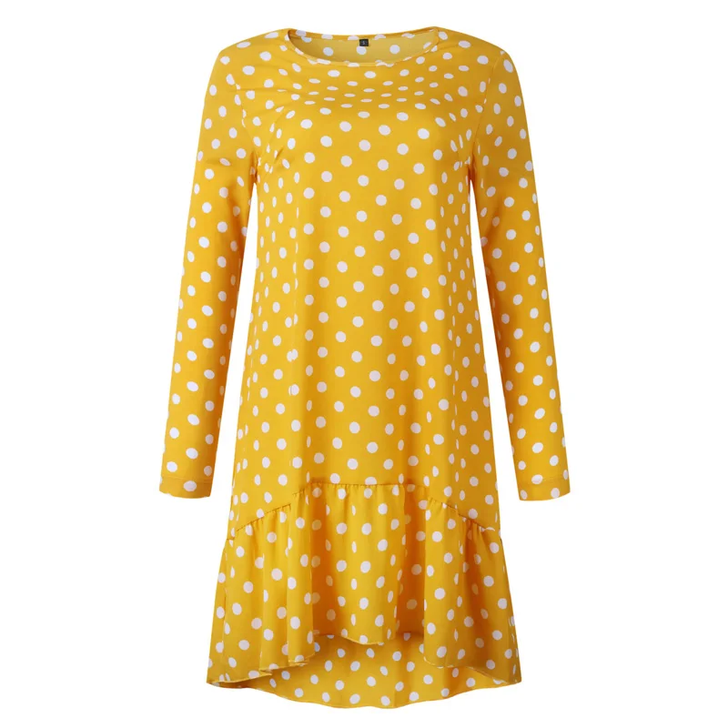Zoki New Woman Dress Ruffled Polka Dot O Neck Long Sleeve Loose Mini Dress Female Spring Autumn Fashion Sexy Korean Casual Dress
Zoki New Woman Dress Ruffled Polka Dot O Neck Long Sleeve Loose Mini Dress Female Spring Autumn Fashion Sexy Korean Casual Dress