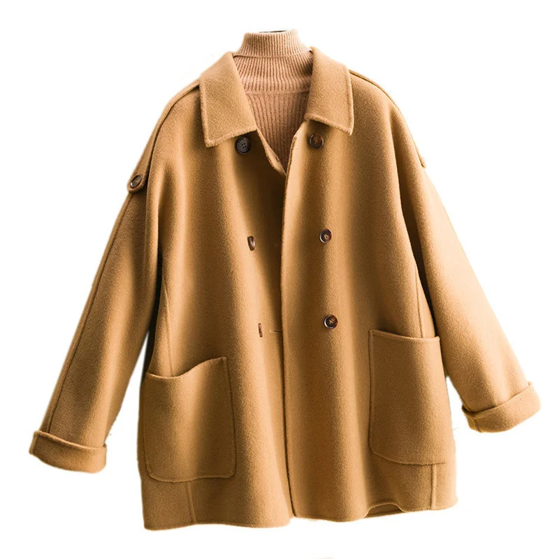 2021 Autumn Winter Double Faced Cashmere Women's Coat Double Breasted Lapel Solid Color Loose And Comfortable Women's JacketB002
2021 Autumn Winter Double Faced Cashmere Women's Coat Double Breasted Lapel Solid Color Loose And Comfortable Women's JacketB002