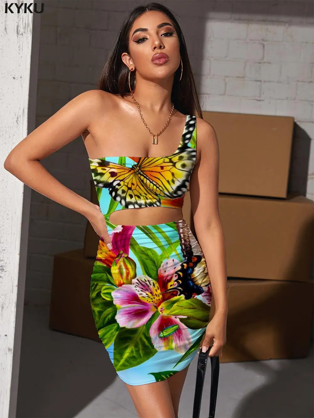 KYKU Brand Butterfly Dresses Women Flower Pleating Animal Halter Sleeveless Colorful Bodycon Dress Womens Clothing Plus Size New
KYKU Brand Butterfly Dresses Women Flower Pleating Animal Halter Sleeveless Colorful Bodycon Dress Womens Clothing Plus Size New