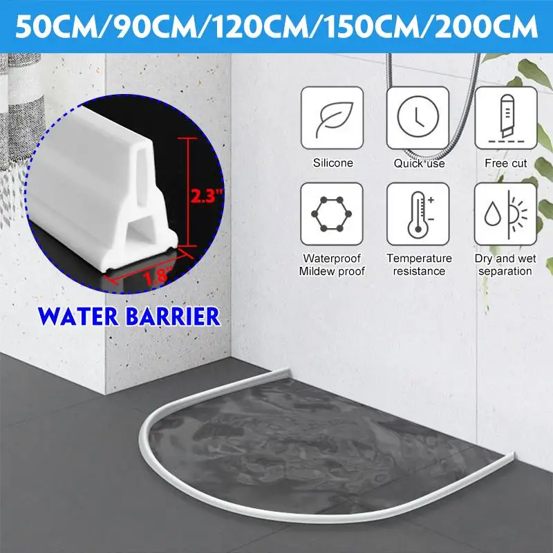 New 58mm High Free Bending Water Barrier Water Stopper Silicone Bathroom Dry And Wet Separation Flood Barrier Rubber Dam
New 58mm High Free Bending Water Barrier Water Stopper Silicone Bathroom Dry And Wet Separation Flood Barrier Rubber Dam