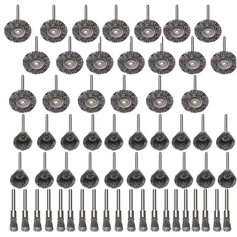 Steel Rotary Brush for 60Pcs 3mm Shank Wire Wheel Brush Mini Drill Rotary Tool for Metal Rust Polishing
Steel Rotary Brush for 60Pcs 3mm Shank Wire Wheel Brush Mini Drill Rotary Tool for Metal Rust Polishing
