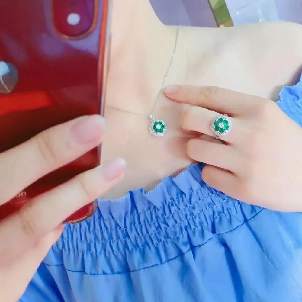 SHILOVEM 925 sterling silver Natural Emerald rings pendants send necklace fine Jewelry party women new gift 3*4mm dtz0304274agml
SHILOVEM 925 sterling silver Natural Emerald rings pendants send necklace fine Jewelry party women new gift 3*4mm dtz0304274agml