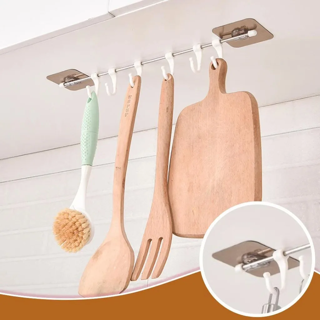 Self-adhesive Six Hooks Wall Rack Creative Bathroom Kitchen Hanging Rack Wide Applicability Strong Sticky Kitchen Accessories 
Self-adhesive Six Hooks Wall Rack Creative Bathroom Kitchen Hanging Rack Wide Applicability Strong Sticky Kitchen Accessories