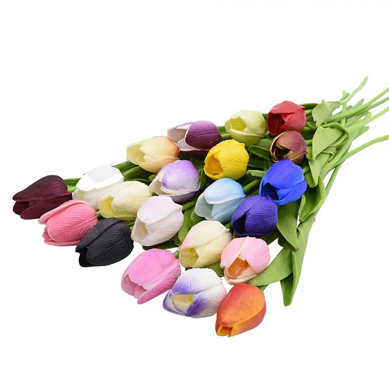 

5 Heads Tulip Artificial Flowers Real Touch PU Tulips DIY Bouquet Gift Fake Flower for Wedding Decoration Home Garden Supplies