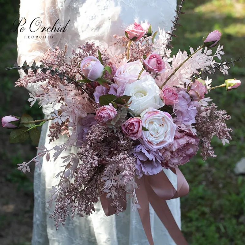 PEORCHID Винтажный Розовый Свадебный букет De fleur Mariage Rose Artificielle, Свадебный букет невесты, роскошный 2021
PEORCHID Винтажный Розовый Свадебный букет De fleur Mariage Rose Artificielle, Свадебный букет невесты, роскошный 2021