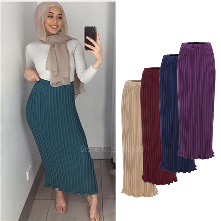 FAKUNTN Elegant PleatedFashion Muslim Skirts ChiffonTurkish Solid Half Dress Women Hight Waist Buttons Party Long Maxi Islamic 
FAKUNTN Elegant PleatedFashion Muslim Skirts ChiffonTurkish Solid Half Dress Women Hight Waist Buttons Party Long Maxi Islamic