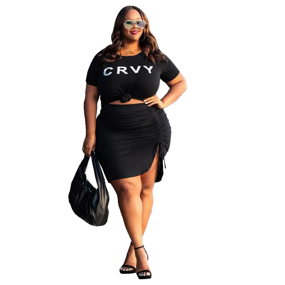 Skirts Sets Plus Size Clothing Two Piece Set Women Fashion Streetwear Letter Print Bandage Matching Set wholesale Dropshipping
Skirts Sets Plus Size Clothing Two Piece Set Women Fashion Streetwear Letter Print Bandage Matching Set wholesale Dropshipping