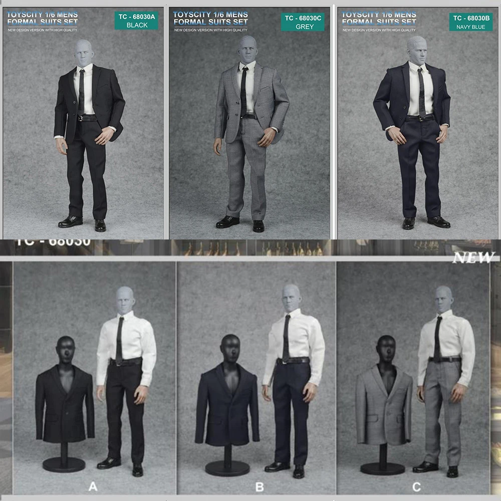 

In Stock 1/6 Scale TC-68030 Gentleman Men's Formal Suits Set Model Toy Clothing For 12'' Male Soldier Action Figure Body Doll