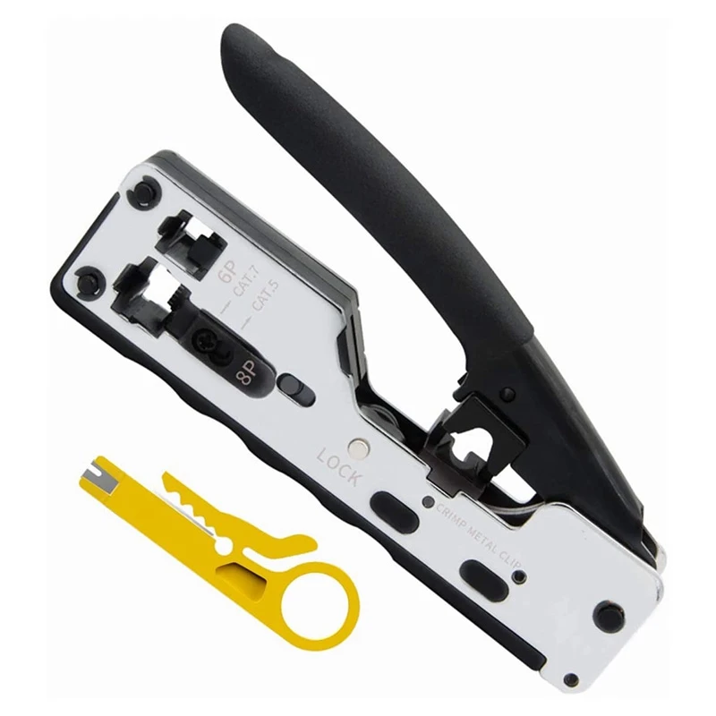 Cat6A Cat7 Modular Crimper for Shielded Network Plugs and Cat5 Cat5E Connectors Ethernet Data Voice Cables RJ11 RJ12
Cat6A Cat7 Modular Crimper for Shielded Network Plugs and Cat5 Cat5E Connectors Ethernet Data Voice Cables RJ11 RJ12