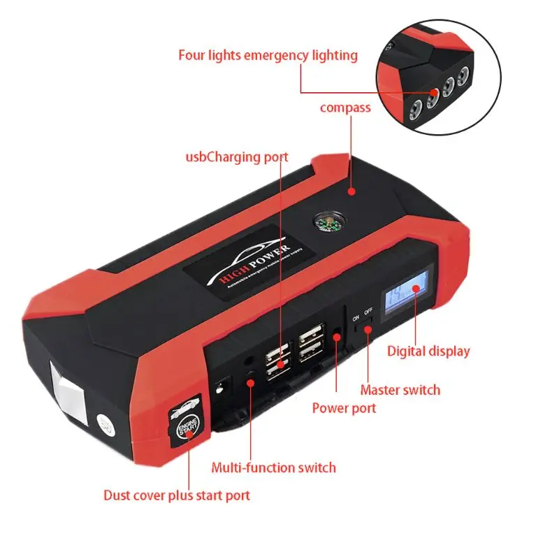 2021 New 89800mAh 4 USB Portable Car Jump Starter Pack Booster Charger Battery Power Bank
2021 New 89800mAh 4 USB Portable Car Jump Starter Pack Booster Charger Battery Power Bank
