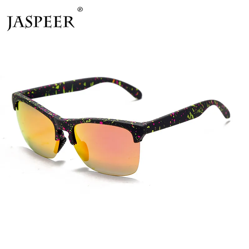 

JASPEER цепочки, стимпанк, зеркальные солнцезащитные очки для мужчин в стиле «панк» с плоскими стеклами и половинной рамкой солнцезащитные очк...